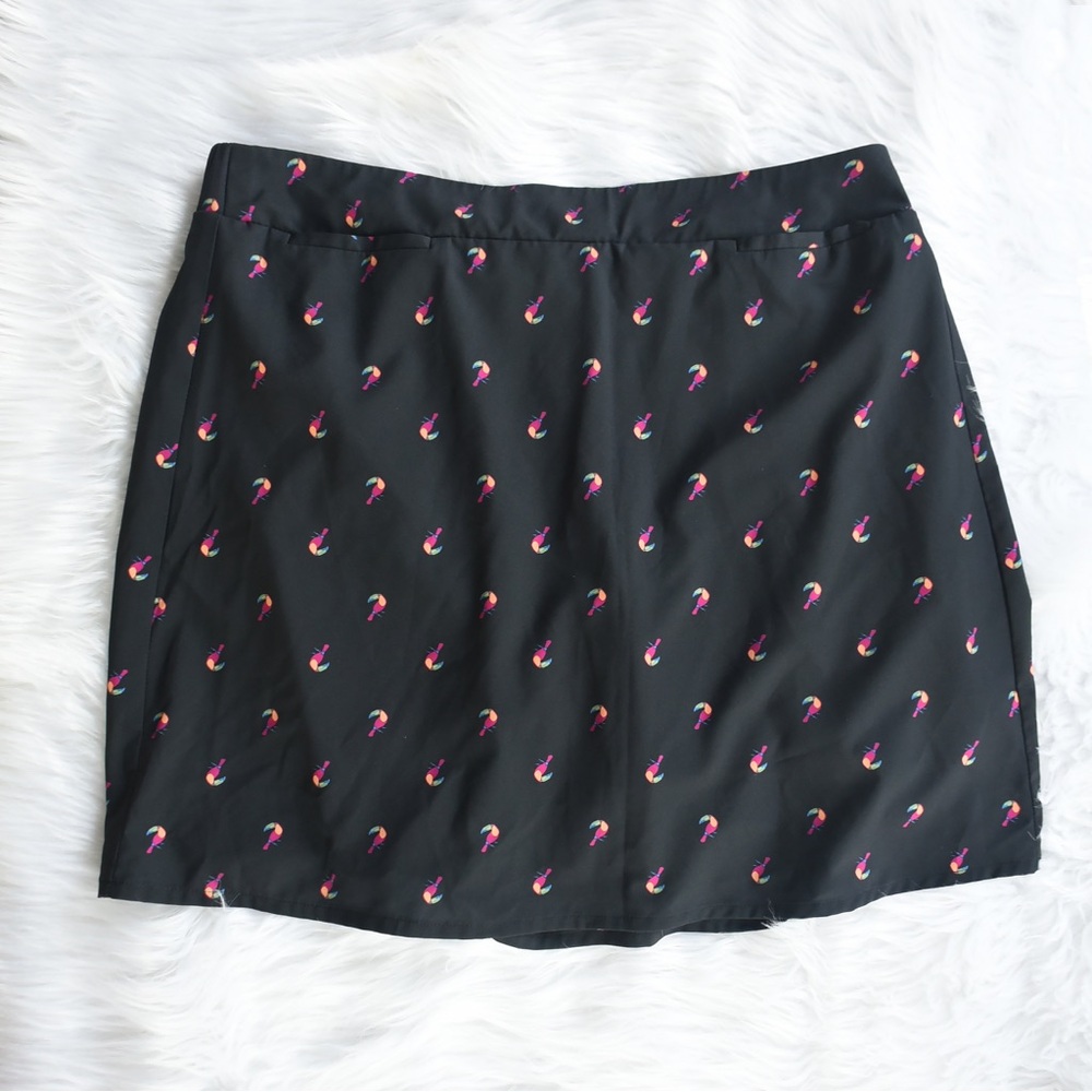 Croft & Barrow Black Toucan Skort Skirt L